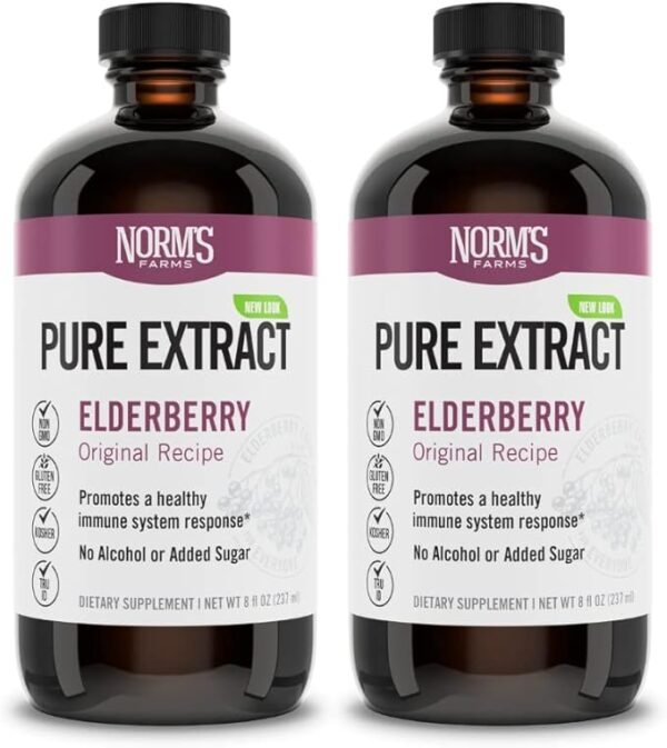 Norm's Farms American Elderberry Extract - Pure Concentrate for Immune Support Made with Berries - Vegan, Gluten Free, Non-GMO - 2 8 Oz. Bottles