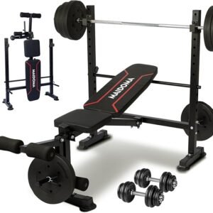 1500LBS 6 in 1 Weight Bench Set with Leg Extension/Curl and Preacher Curl, Bench Press Set and barbell Rack with Safety Bar Catches, Foldable Workout Benches for Home(US Stock)