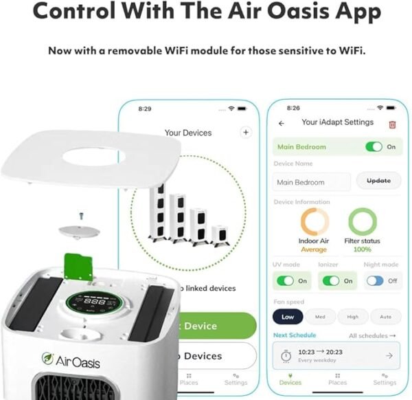 iAdapt 2.0 H13 HEPA Filter Air Purifier Reduces 99% of Viruses, Mold, Dust, Smoke, Pollen & Odors Quietest on The Market WiFi Compatible 2,650 Sq Ft of Clean Air - Image 3