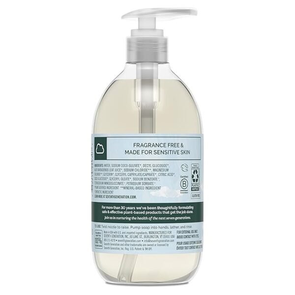 Seventh Generation Liquid Hand Soap Fragrance Free Free & Clean Unscented Hand Soap 12 Fl.oz, Pack of 8 - Image 4