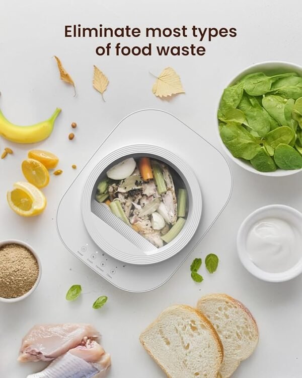 Electric Composter for Kitchen, 4L Smart Countertop Compost Bin, Odorless | Low Noise | Auto-Cleaning | Turn Food Waste into Fertilizer Within 3 Hrs, Indoor Food Recycler Compost Machine, White - Image 3