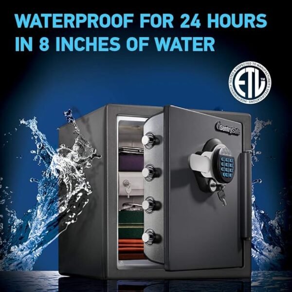SentrySafe Waterproof and Fireproof Alloy Steel Digital Safe Box for Home with Code Button Keypad, 1.23 Cubic Feet, 17.8 x 16.3 x 19.3 Inches (exterior), SFW123GDC - Image 3
