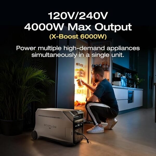 EF ECOFLOW Solar Generator 4096Wh DELTA Pro 3 with 400W Portable Solar Panel, 120/240V 4000W AC Output, Solar Generator for Home Use, Camping Accessories, Emergencies, Power Outages, RVs - Image 4