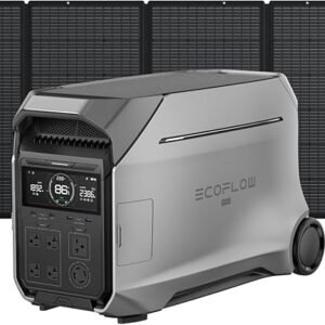 EF ECOFLOW Solar Generator 4096Wh DELTA Pro 3 with 400W Portable Solar Panel, 120/240V 4000W AC Output, Solar Generator for Home Use, Camping Accessories, Emergencies, Power Outages, RVs