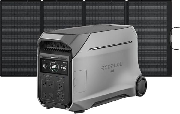 EF ECOFLOW Solar Generator 4096Wh DELTA Pro 3 with 400W Portable Solar Panel, 120/240V 4000W AC Output, Solar Generator for Home Use, Camping Accessories, Emergencies, Power Outages, RVs