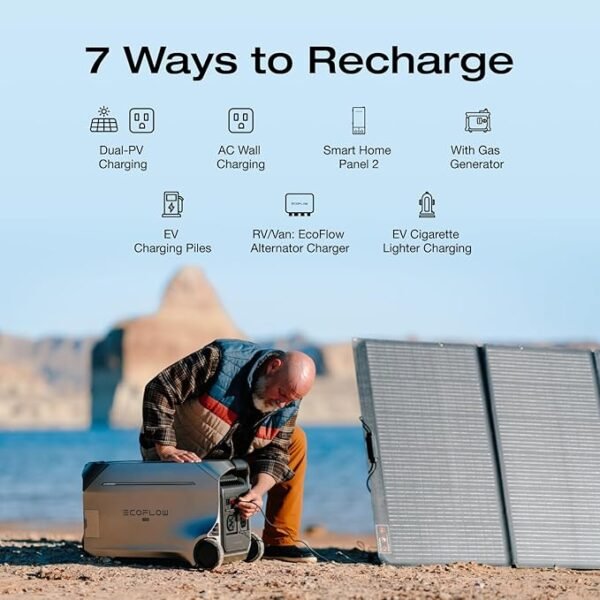 EF ECOFLOW Solar Generator 4096Wh DELTA Pro 3 with 400W Portable Solar Panel, 120/240V 4000W AC Output, Solar Generator for Home Use, Camping Accessories, Emergencies, Power Outages, RVs - Image 3