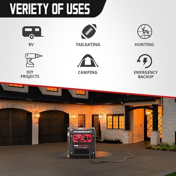 PowerSmart Portable Inverter Generator 4450W, Gas Powered, CO-Sensor, EPA Compliant, Lightweight & Quiet for Home Use and Emergency Backup, Camping - Image 2