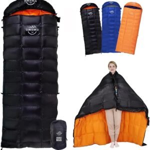 '-10°F 0°F Goose Down Sleeping Bag for Adults,800 Fill Power,Ultralight Wearable 4 Season Cold Weather Rectangle Sleeping Bag for Camping Hiking,Can be Used as a Down Blanket or Cloak