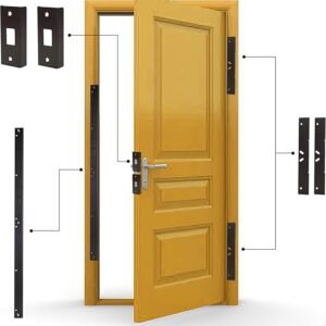 Door Armor MAX - Door Reinforcement Kit for Anti Kick Front Door Security, 5-Piece Door Reinforcement Plate for Door Jamb & Door Frame, Made in USA Home Security - Aged Bronze