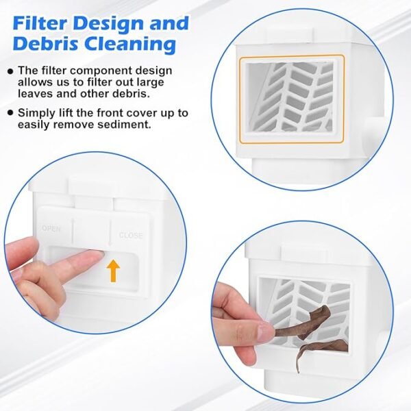 WADEO Rainwater Collection System, Downspout Diverter Fits for 2"x 3" or 3"x 4" Residential Downspouts, Rain Barrel Diverter Kit with Adjustable Valve and Filter, 5FT Hose, White - Image 2
