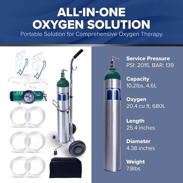 Oxygen Tank Complete Set - USA Made | 682 Liter Capacity - Standard Size Kit - Image 3