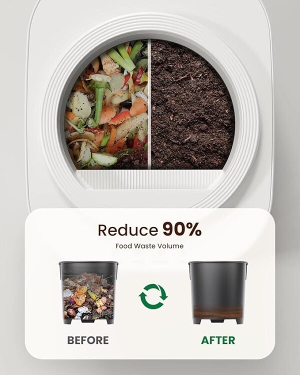 Electric Composter for Kitchen, 4L Smart Countertop Compost Bin, Odorless | Low Noise | Auto-Cleaning | Turn Food Waste into Fertilizer Within 3 Hrs, Indoor Food Recycler Compost Machine, White - Image 4