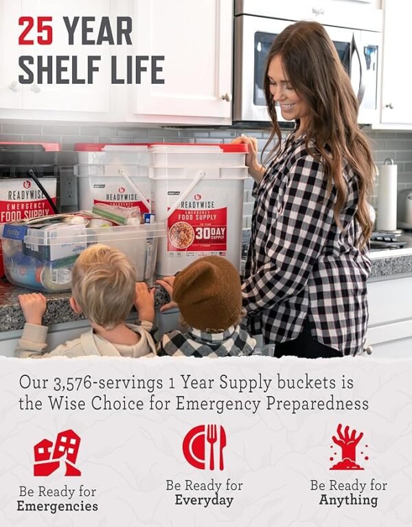 READYWISE- 1 Year, Emergency Food Supply, 3,576 Servings, 24 Buckets, Freeze-Dried, MRE, Camping, Hiking, Survival, Adventure Meal, 25-Year Shelf Life - Image 4