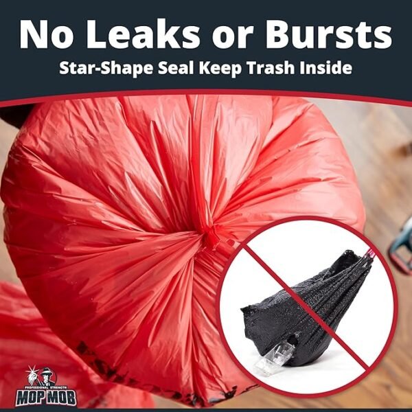 No Leak, Hospital Grade Biohazard Waste Bags 150 Pk. 10 Gallon, 24" Red Trash Liner With Hazard Symbol For Infectious Waste Disposal - Image 2