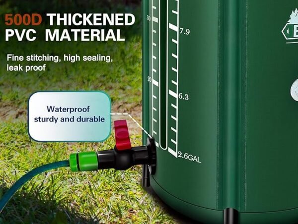 Portable Collapsible Rain Barrels, Water Storage Tanks, rainwater harvesting Systems Outdoor Water Tanks Downspouts, rainwater Collectors with Filters, spigots and Overflow Kits (53 Gallon) - Image 2