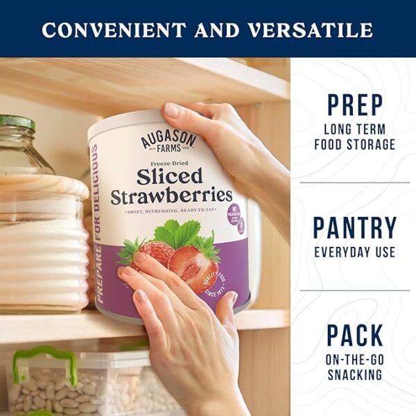 Augason Farms Freeze Dried Sliced Strawberries Can, Emergency Food Supply, Everyday Meals, 18 Servings - Image 3