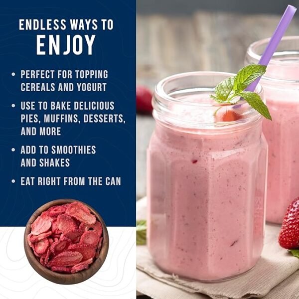 Augason Farms Freeze Dried Sliced Strawberries Can, Emergency Food Supply, Everyday Meals, 18 Servings - Image 2