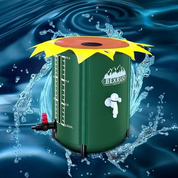 Portable Collapsible Rain Barrels, Water Storage Tanks, rainwater harvesting Systems Outdoor Water Tanks Downspouts, rainwater Collectors with Filters, spigots and Overflow Kits (53 Gallon)