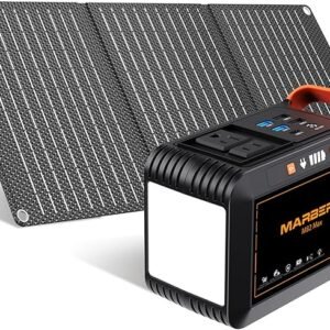 MARBERO 111Wh Solar Generator with Solar Panel Included Portable Power Station 120W with Foldable Solar Panel 30W Set for Camping Outdoor Hiking Fishing Emergency