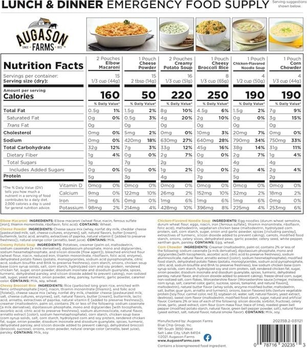 Augason Farms Lunch and Dinner Variety Pail Emergency Food Supply 4-Gallon Pail - Image 2