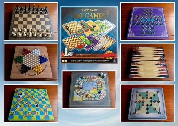 Merchant Ambassador: Classic Games, Enjoy 100 Different Games, Includes 5 Double-Sided Playing Boards, Fun for Children and Adults, For Ages 3 and up - Image 3