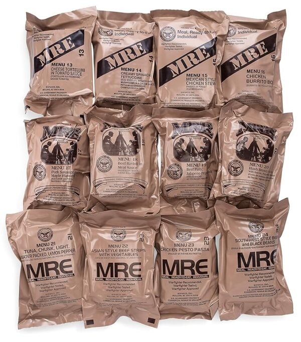 U.S. Meals Ready to Eat (Variety Pack of 12) – Nutritional Emergency Food Rations - Freeze Dried Food w/Flameless Heater, Entree, Dessert, & More - MRE Kit for Emergency Survival, Hunting, & More - Image 3